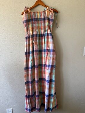 Tea Collection Pastel Plaid Tie-Shoulder Maxi Dress
